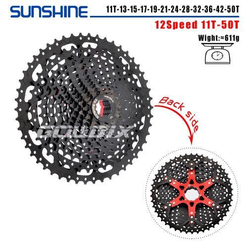 SUNSHINE Black Bicycle Freewheel MTB Bike Cassette K7 8/9/10/11/12 - VirtuousWares.Store