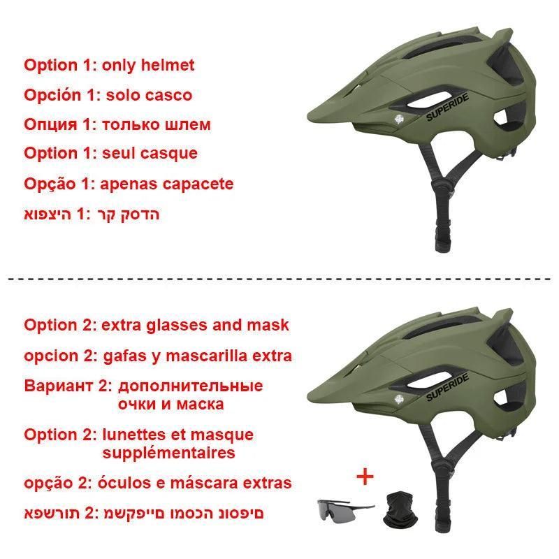 SUPERIDE Outdoor DH MTB Bicycle Helmet Integrally-molded Road Mountain Bike Helmet Ultralight Racing Riding Cycling Helmet - VirtuousWares.Store