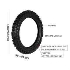 TDPRO 3.50-16 Tube+ 90/100-16 16" Tire Tyre fit 125/150cc Apollo - VirtuousWares.Store