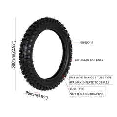 TDPRO 90/100-16 16" Tire Tyre + 3.50-16 Tube fit Pit Dirt Bike Pocket - VirtuousWares.Store