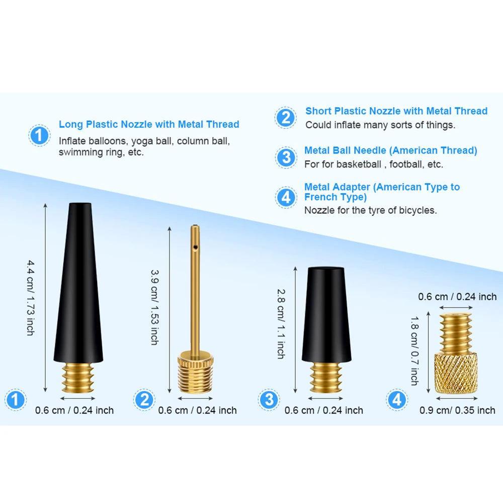 Tire Valve Adapter Ball Pump Needle Balloon Nozzle Inflation Kit for - VirtuousWares.Store