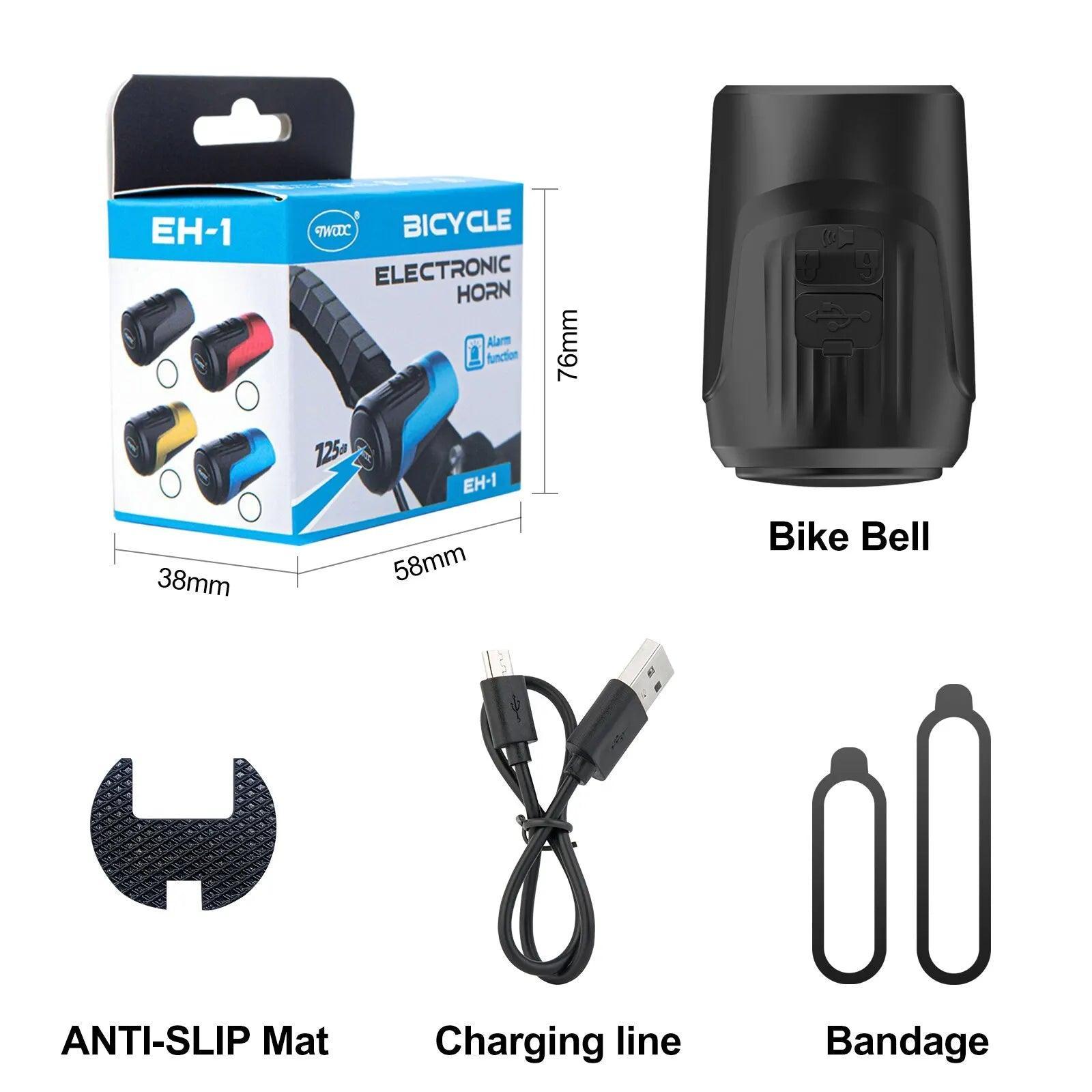 TWOOC 125dB Bicycle Electronic Bell Anti Theft Horn USB Rechargeable - VirtuousWares.Store