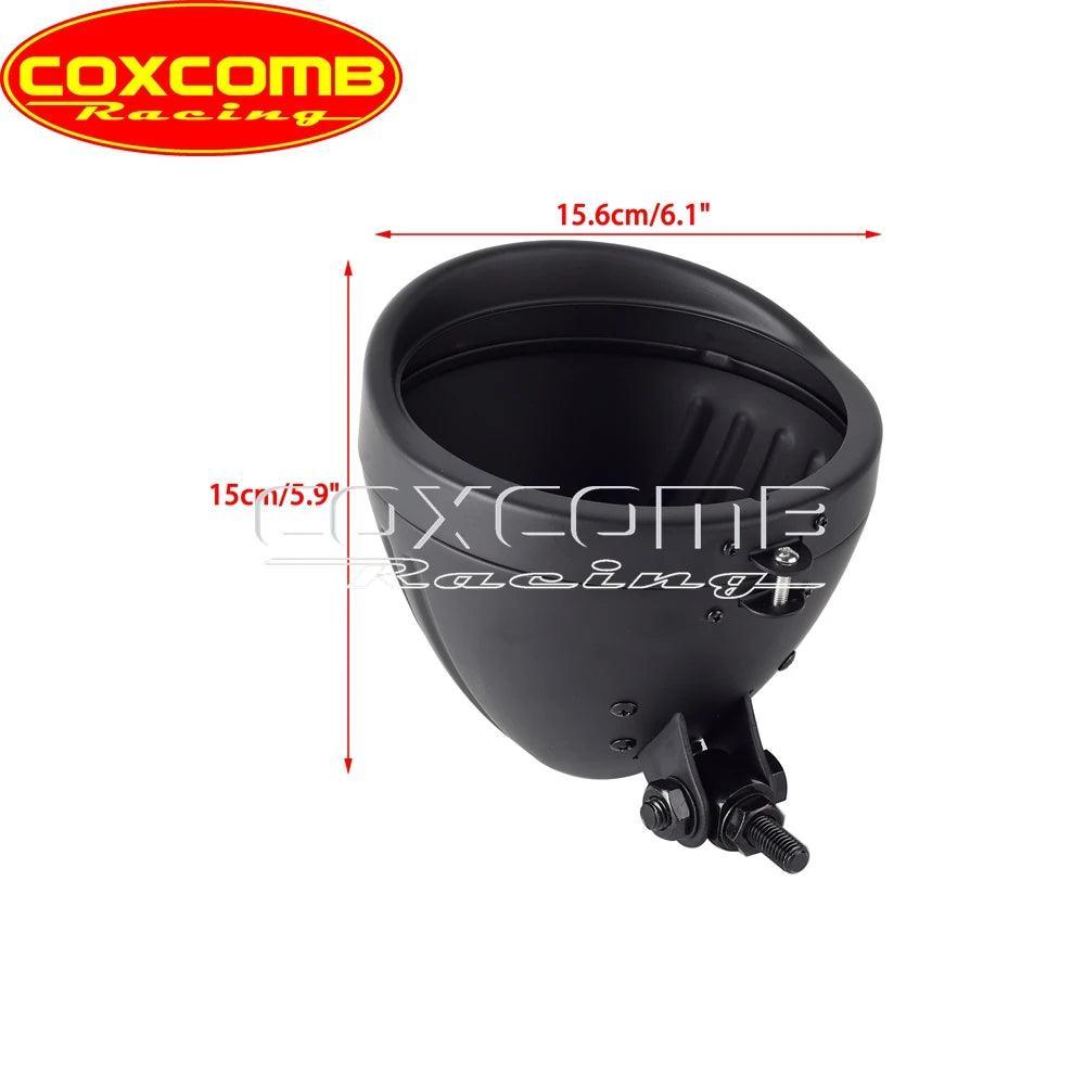 Universal Motorcycle 5.75" Round Headlight Housing Bucket With Visor - VirtuousWares.Store
