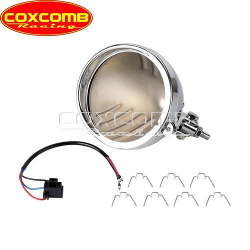 Universal Motorcycle 5.75" Round Headlight Housing Bucket With Visor - VirtuousWares.Store