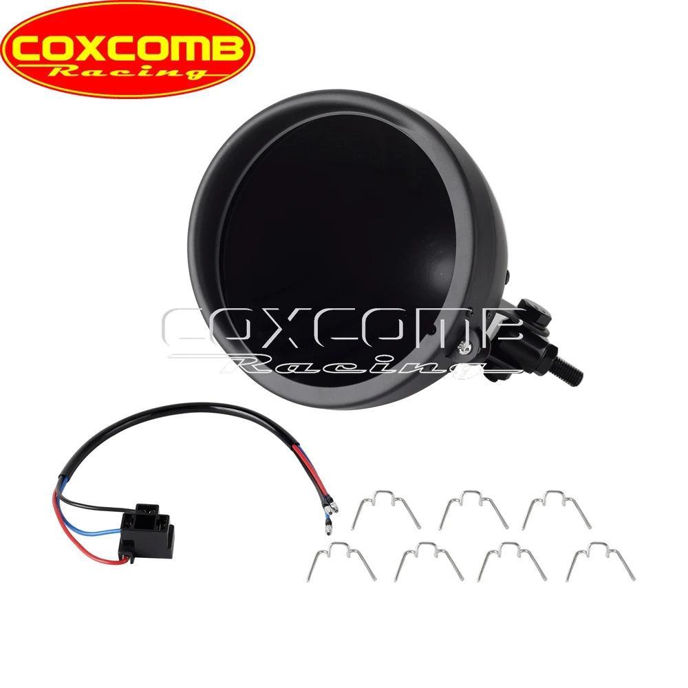Universal Motorcycle 5.75" Round Headlight Housing Bucket With Visor - VirtuousWares.Store