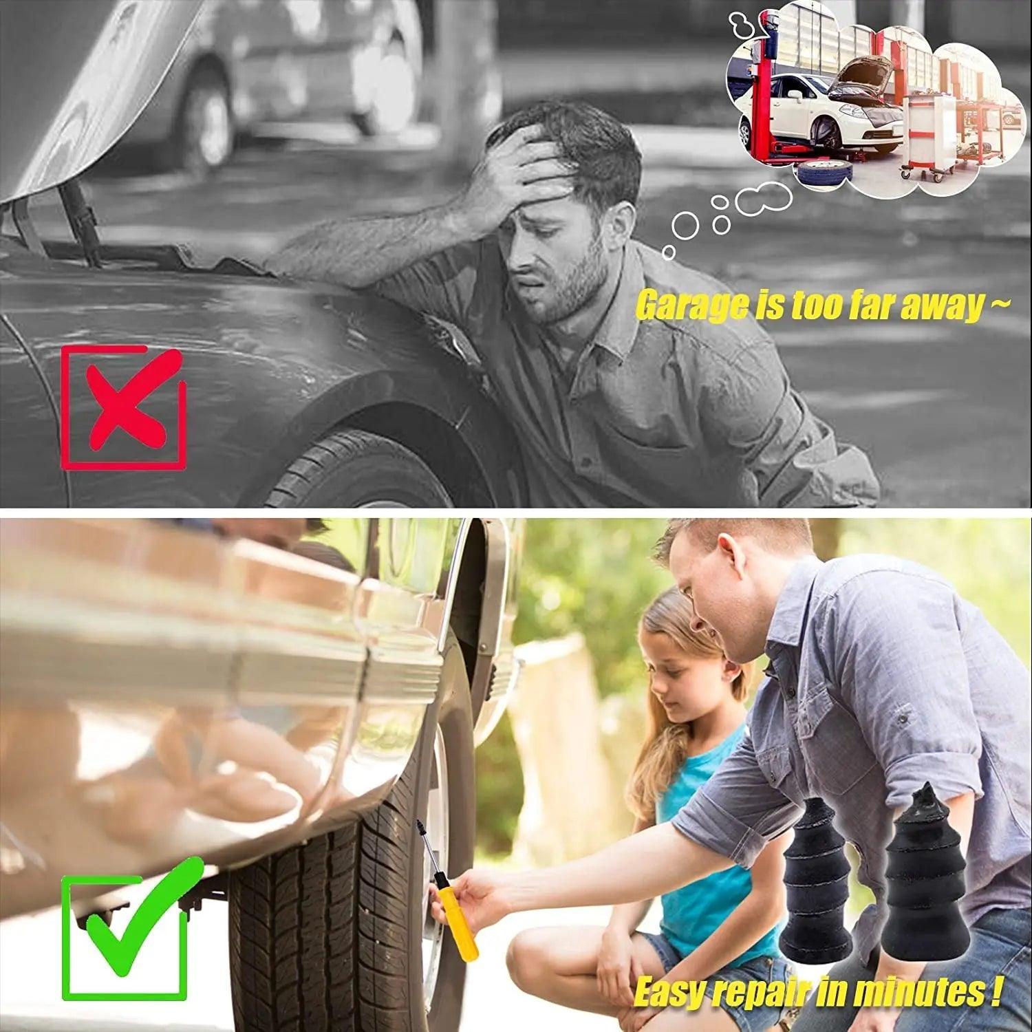 Vacuum Tyre Repair Nail Set Kit for Wheels Car Motorcycle Scooter - VirtuousWares.Store