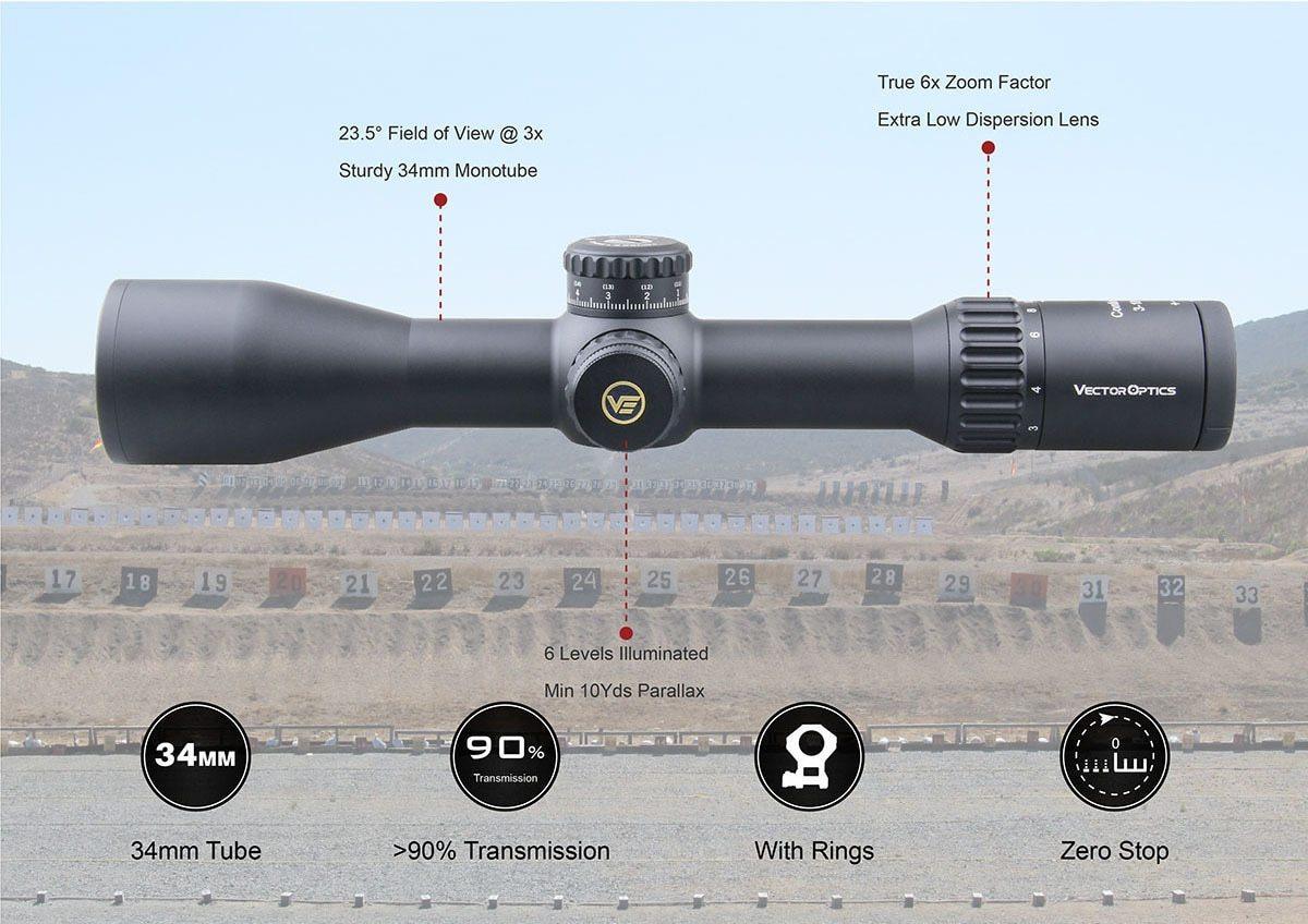 Vector Optics Continental 3-18x50 HD FFP Hunting Riflescope 1/10 MIL - VirtuousWares.Store