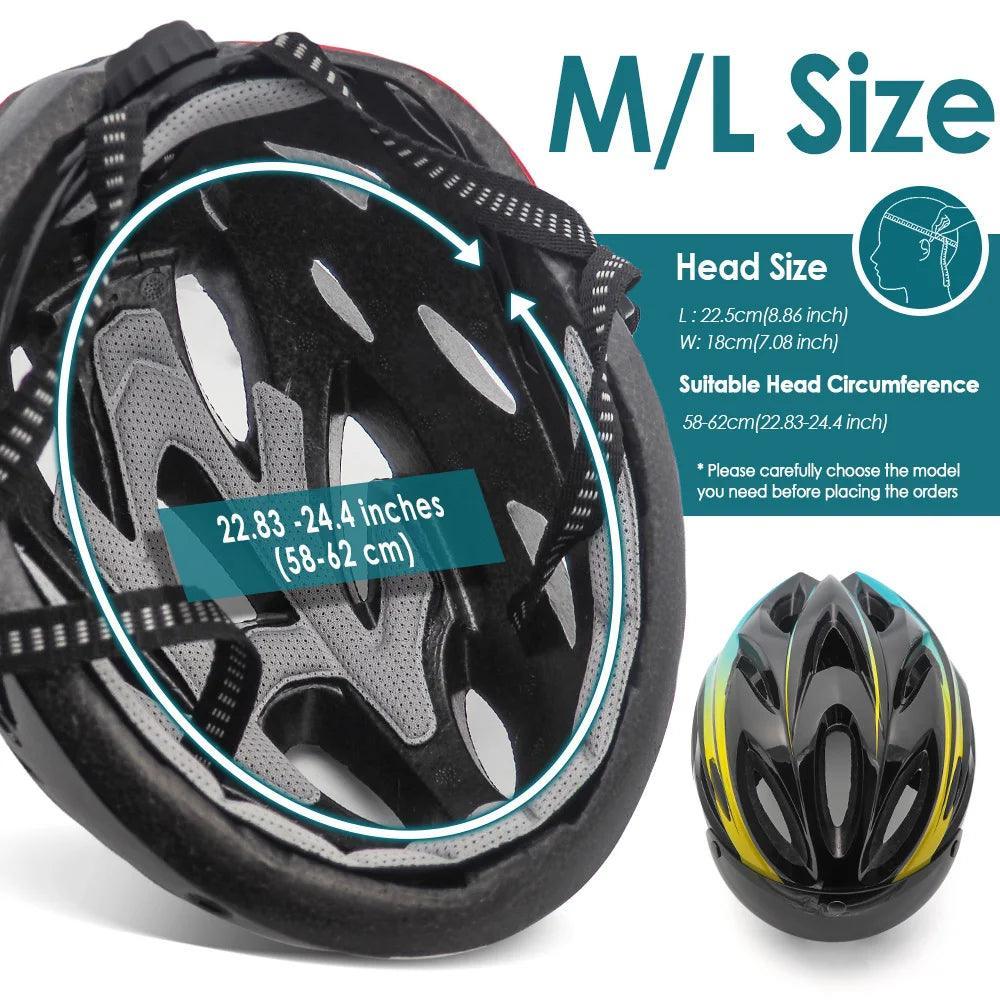 VICTGOAL Bicycle Helmet For Men Taillight Magnetic Goggles UV400 Lens - VirtuousWares.Store