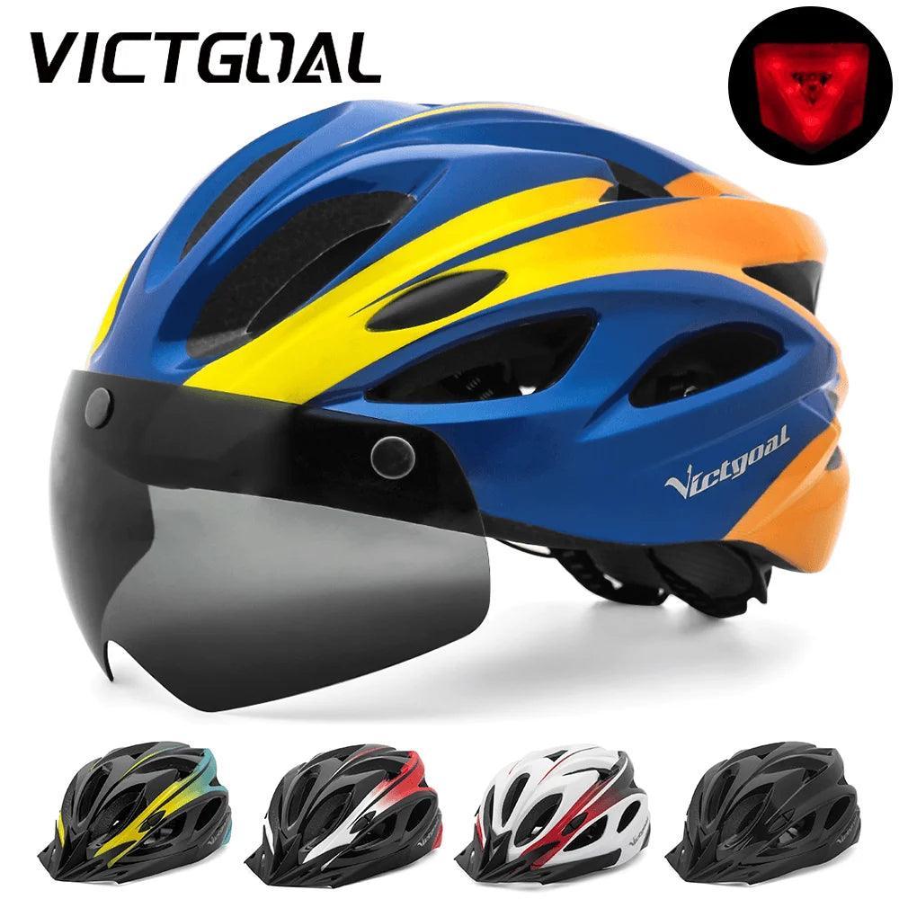 VICTGOAL Bicycle Helmet For Men Taillight Magnetic Goggles UV400 Lens - VirtuousWares.Store