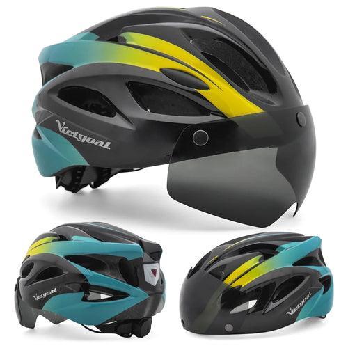 VICTGOAL Bicycle Helmet For Men Taillight Magnetic Goggles UV400 Lens - VirtuousWares.Store