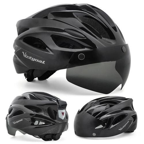 VICTGOAL Bicycle Helmet For Men Taillight Magnetic Goggles UV400 Lens - VirtuousWares.Store