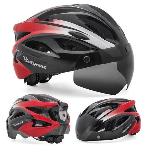 VICTGOAL Bicycle Helmet For Men Taillight Magnetic Goggles UV400 Lens - VirtuousWares.Store