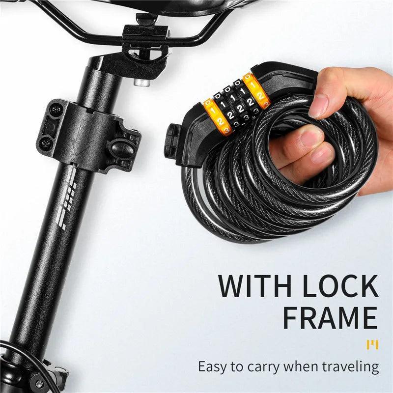 WEST BIKING Bicycle Cable Lock MTB Road Bike Security Steel Cable - VirtuousWares.Store