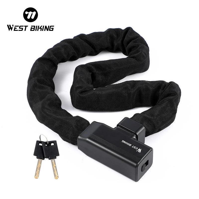 WEST BIKING Bicycle Lock Safety Anti-theft MTB Road Bike Chain Lock With 2 Keys Scooter Electric E-Bike Cycling Accessories - VirtuousWares.Store