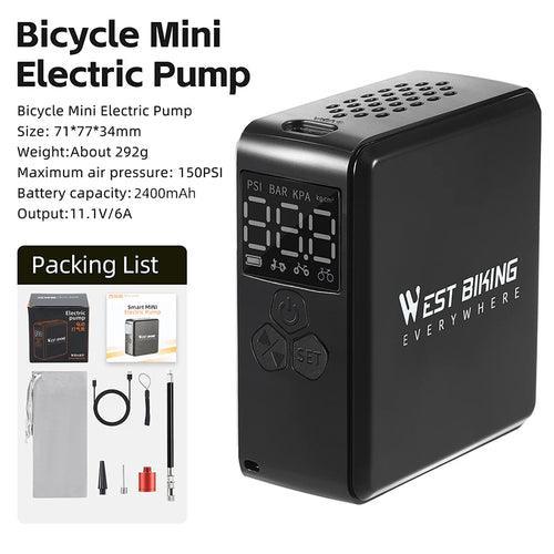 WEST BIKING Bike Pump Portable Mini Electric Air Pump 150PSI Tire - VirtuousWares.Store