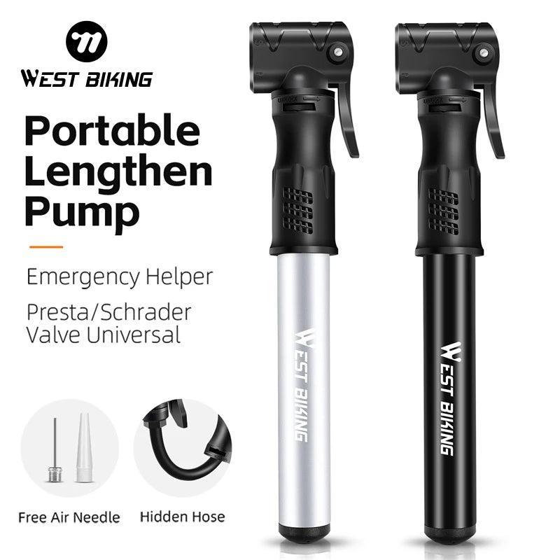 WEST BIKING Mini Bike Pump Aluminum Alloy Bicycle Hand Air Pump Tire - VirtuousWares.Store