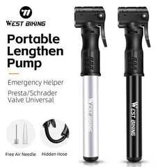 WEST BIKING Mini Bike Pump Aluminum Alloy Bicycle Hand Air Pump Tire - VirtuousWares.Store