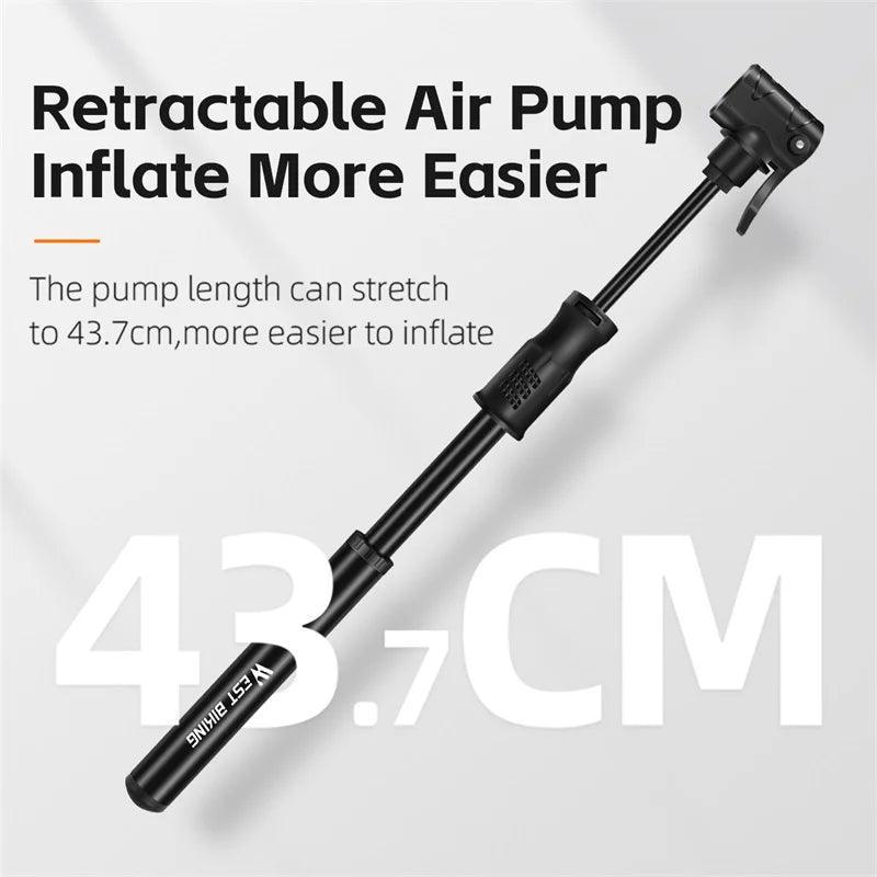 WEST BIKING Mini Bike Pump Aluminum Alloy Bicycle Hand Air Pump Tire - VirtuousWares.Store