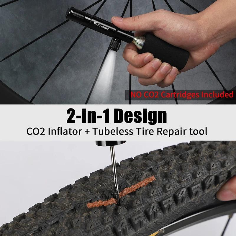 WEST BIKING Mini CO2 Bike Pump CO2 Inflator Pump Presta & Schrader - VirtuousWares.Store