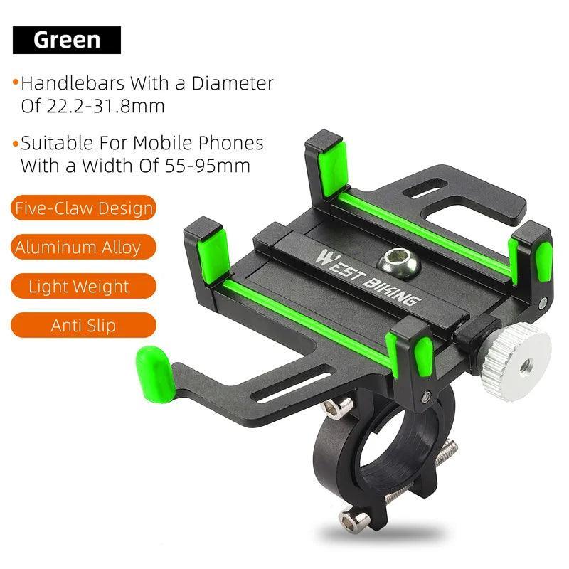 WEST BIKING Phone Holder Motorcycle Electric Scooter Cellphone Stand Aluminum Alloy CNC Smart Phone Bracket Bicycle Accessories - VirtuousWares.Store