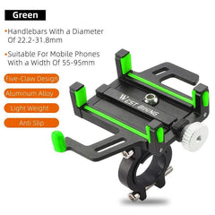 WEST BIKING Phone Holder Motorcycle Electric Scooter Cellphone Stand Aluminum Alloy CNC Smart Phone Bracket Bicycle Accessories - VirtuousWares.Store