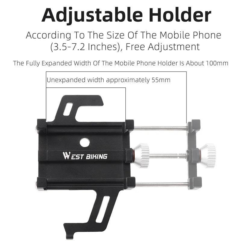 WEST BIKING Phone Holder Motorcycle Electric Scooter Cellphone Stand Aluminum Alloy CNC Smart Phone Bracket Bicycle Accessories - VirtuousWares.Store