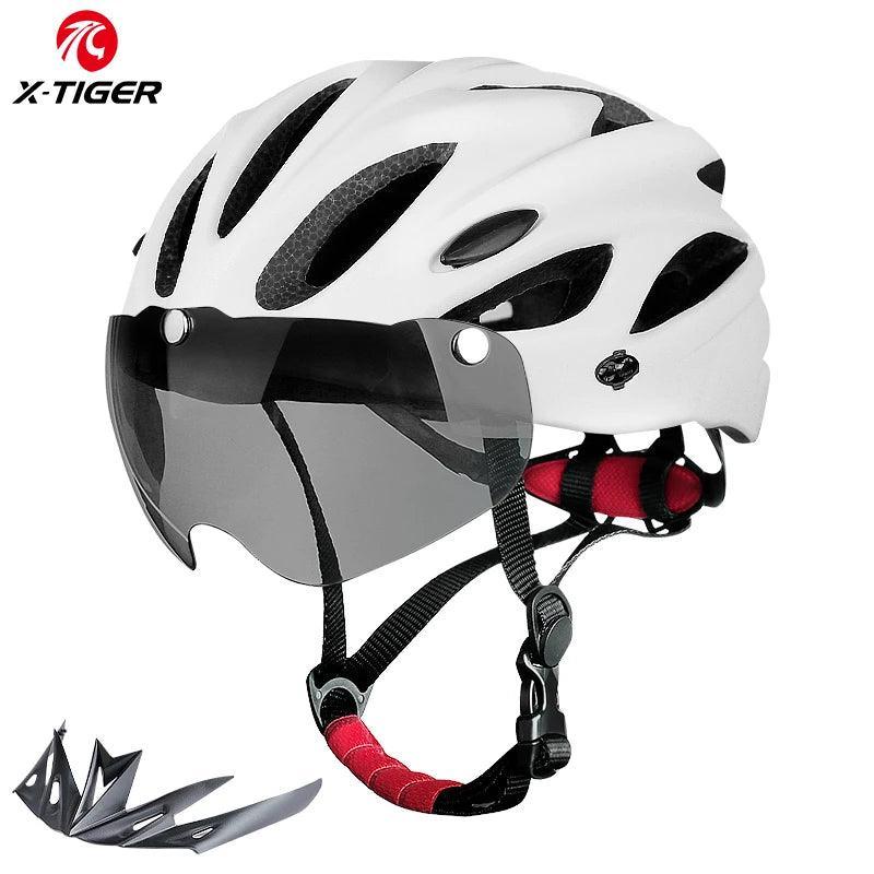 X-TIGER Adult Bike Helmet with LED Rear Light Dual Mode Goggle Cycling Helmet Fit 58-62cm Lightweight Breathable Bicycle Helmets - VirtuousWares.Store