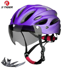 X-TIGER Adult Bike Helmet with LED Rear Light Dual Mode Goggle Cycling Helmet Fit 58-62cm Lightweight Breathable Bicycle Helmets - VirtuousWares.Store