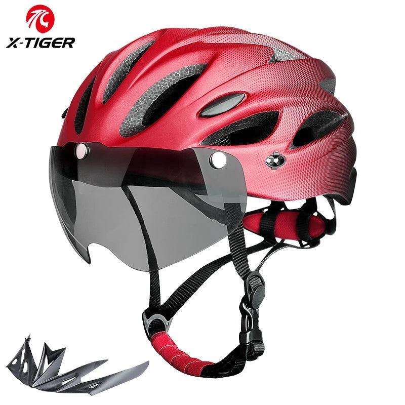 X-TIGER Adult Bike Helmet with LED Rear Light Dual Mode Goggle Cycling Helmet Fit 58-62cm Lightweight Breathable Bicycle Helmets - VirtuousWares.Store