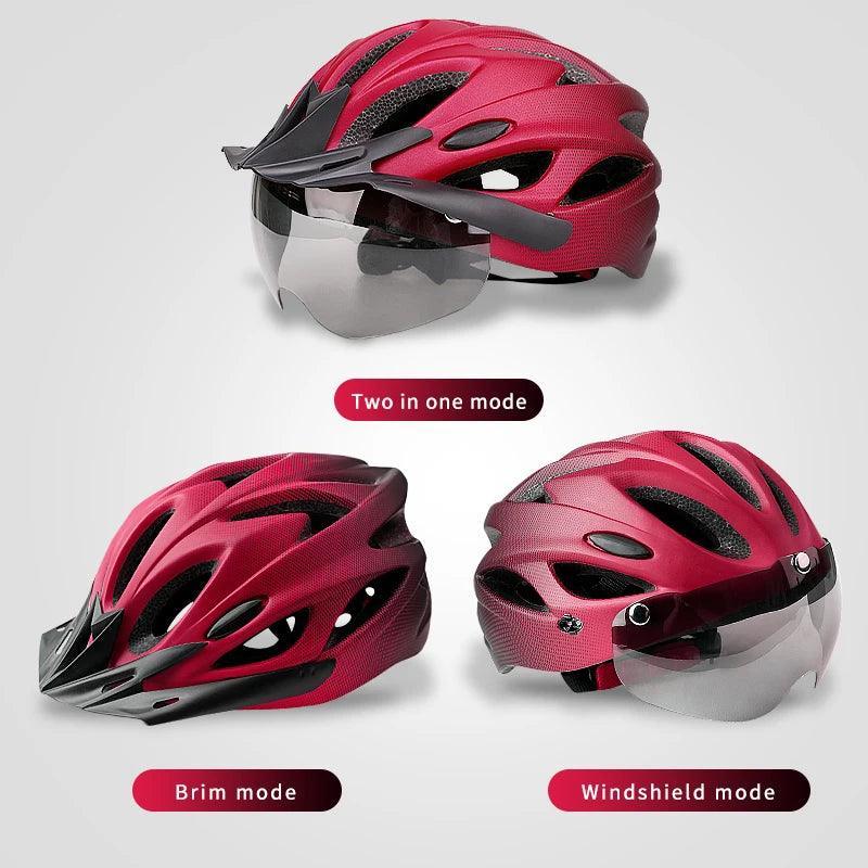 X-TIGER Adult Bike Helmet with LED Rear Light Dual Mode Goggle Cycling Helmet Fit 58-62cm Lightweight Breathable Bicycle Helmets - VirtuousWares.Store