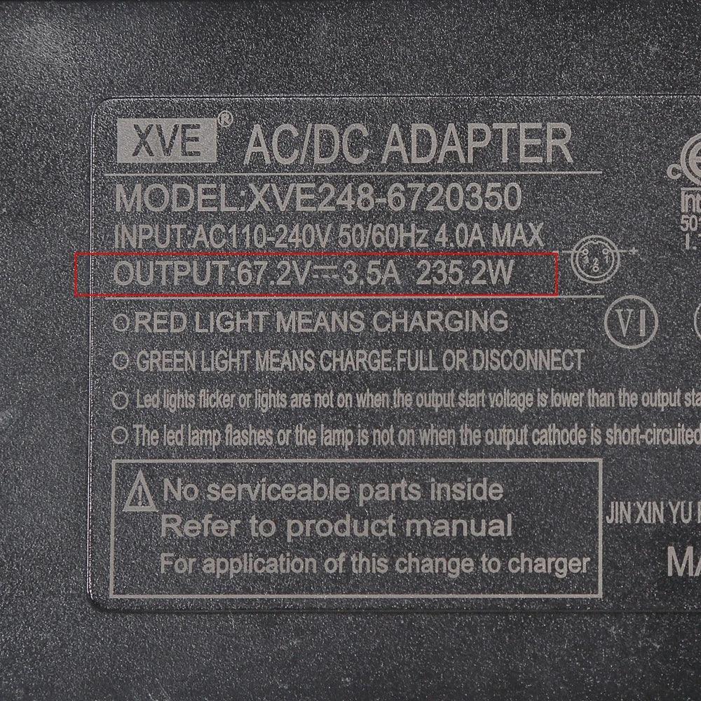 XVE GX16 3-Pin 67.2V 3.5A Fast Charger for 60V ZERO 10X VSETT 10+ - VirtuousWares.Store